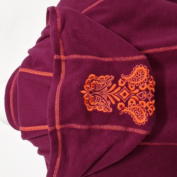 Athleta Burgundy Sporty Sky High Polartec Half Zip Pullover Embroidered Hoodie M - Picture 11 of 13